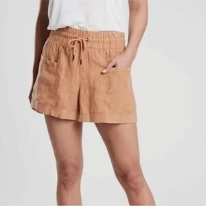 Athleta Shorts‎ Womens Size 24 Rust Brown Cabo Linen Textured 4" Short Pull-On